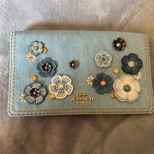 Coach denim Blue Floral Embellished Bag